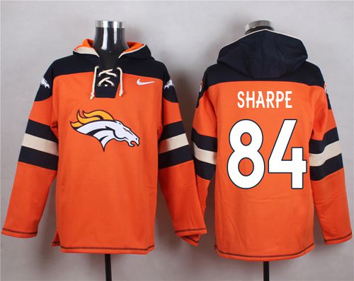 Nike Broncos #84 Shannon Sharpe Orange Player Pullover NFL Hoodie